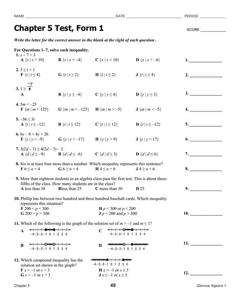 Bestseller Glencoe Algebra 1 Chapter 6 Test Form 2a Answer Key