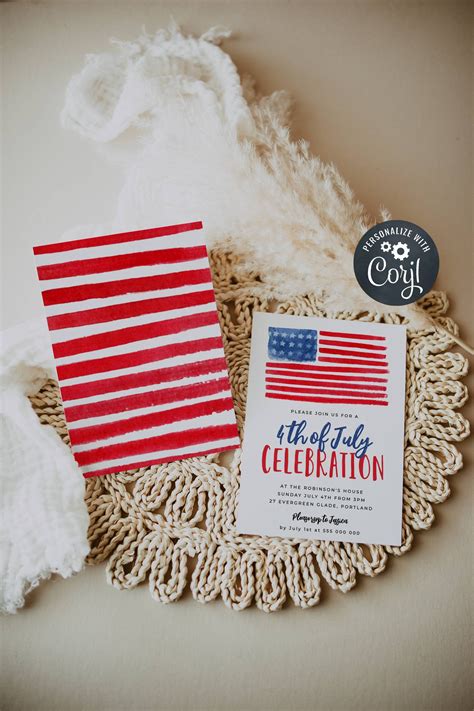 4th Of July Party Invitation Template Printable July Fourth Etsy