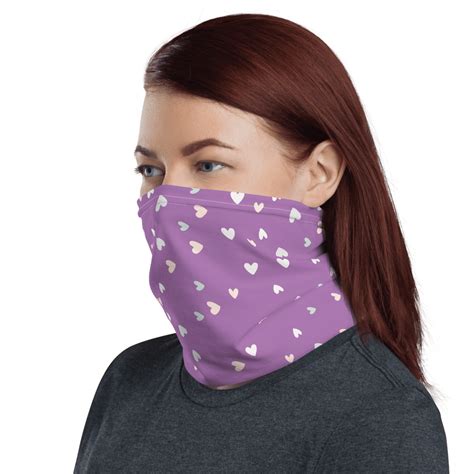Washable Reusable Purple Hearts Protective Face Mask Bandanna Scarf Neck Gaiter Headwear