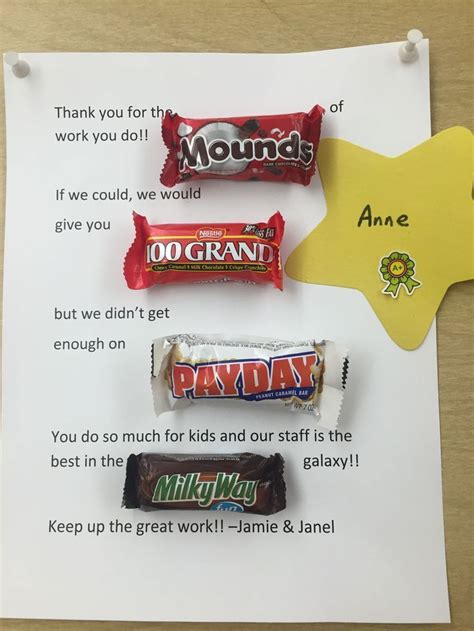 Employee Appreciation Candy Bar Ideas