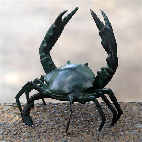 Handcrafted Antiqued Bronze Crab Sculpture 7 Inch Sanur Crab Novica
