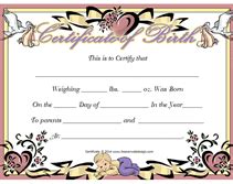 Official birth certificates often take weeks to arrive, so you may want to use a fake certificate as a placeholder. hearts stork baby birth certificates | Birth certificate ...