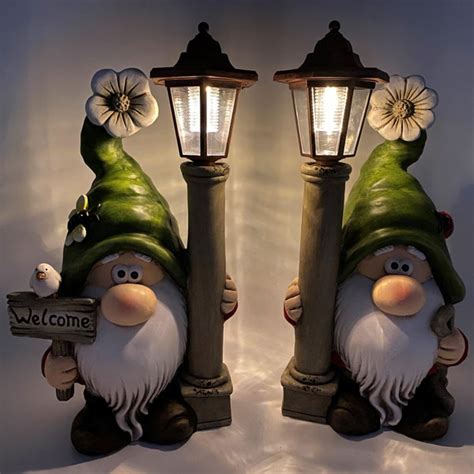 Trinx Piece Garden Gnomes With Solar Lights Shortstack And Dinkle Set