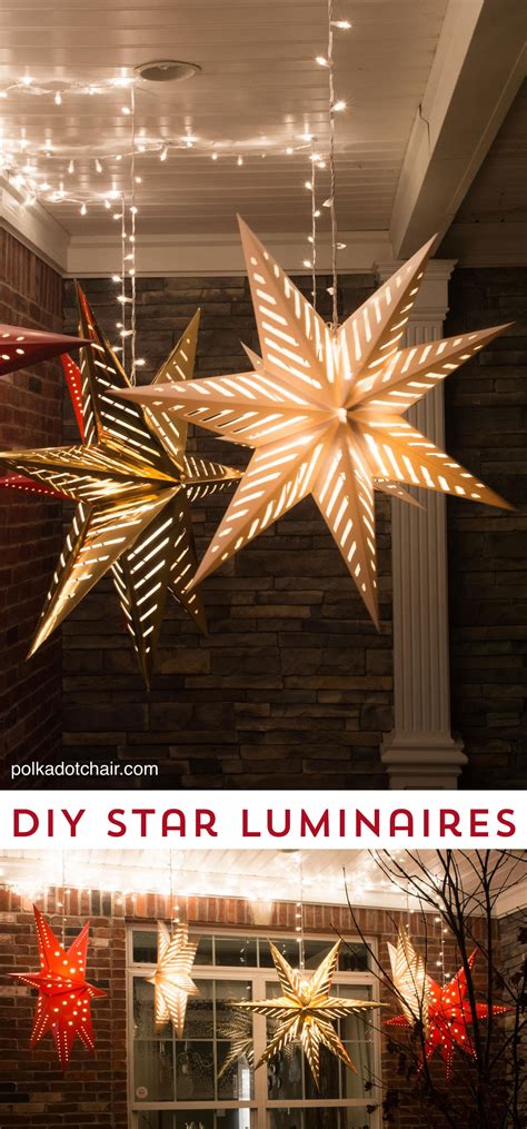 Gold sun and moon with stars. Hanging Star Lanterns; a Christmas Front Porch Decorating ...