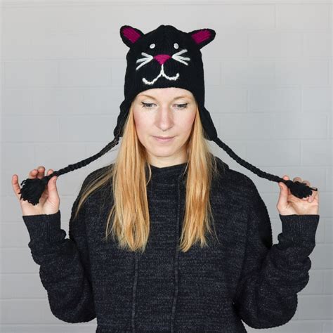 Wool Hat Cat Animal Hat Etsy Denmark