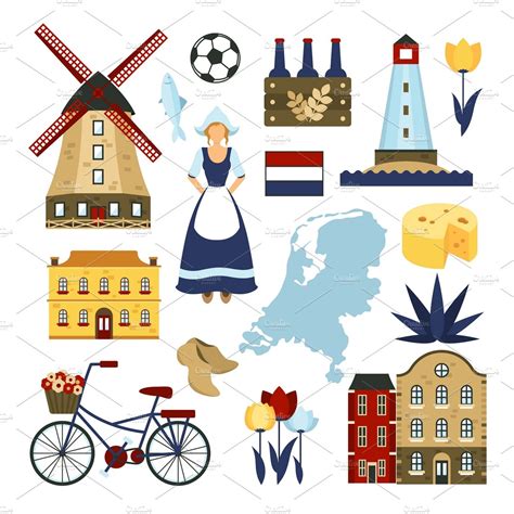 Netherlands Symbols Set Pre Designed Photoshop Graphics Creative Market