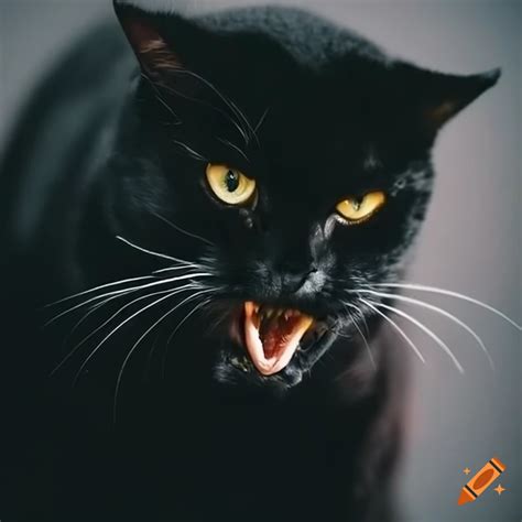 Angry Black Cat With Intense Gaze