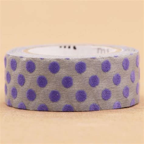 grey mt fab washi tape deco tape purple dots flock print modes4u
