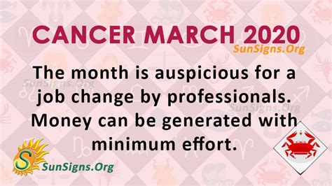Cancer March 2020 Monthly Horoscope Predictions Sunsignsorg