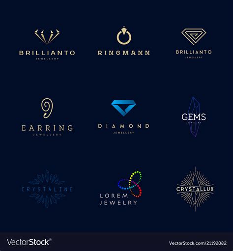 Jewellery Company Logos Set Royalty Free Vector Image