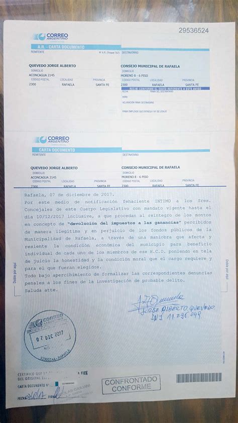 Modelo Carta Documento Intimacion De Pago Factura Argentina Modelo De