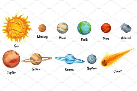 Cartoon Solar System Planets Education Illustrations ~ Creative Market