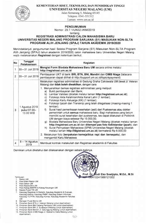 Registrasi Administrasi Calon Mahasiswa Baru Universitas Negeri Malang