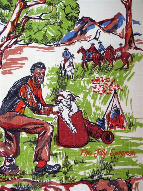 Vintage The Jolly Swagman Tea Dish Towel - Waltzing ...