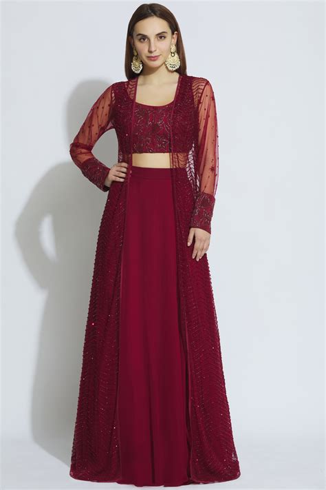 Buy Embroidered Jacket Lehenga Set By Mishru At Aza Fashions Fancy Dresses Long Shrug For
