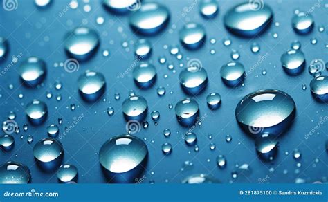 Water Droplets On Blue Surface Generative Ai Stock Illustration