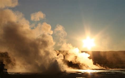 Setting Sun Over The Geysers