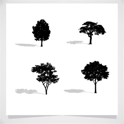 Premium Vector Tree Silhouette With Realistic Shadow