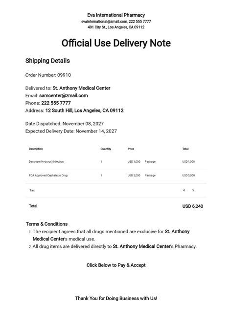 Official Use Delivery Note Template Free Pdf Word