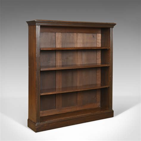 Antique Open Bookcase English Victorian Book Shelves Oak Circa