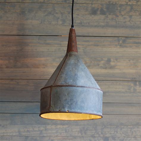 Wayfair is the perfect destination for where to buy wall sconces! Giant Upcycled Vintage Galvanized Funnel Pendant Light Chandelier - with Black Cloth Covered Pl ...