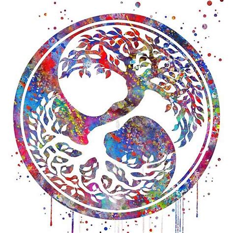 Tree Of Life Watercolor Yin And Yang Symbol Tree Of Life Tree Art