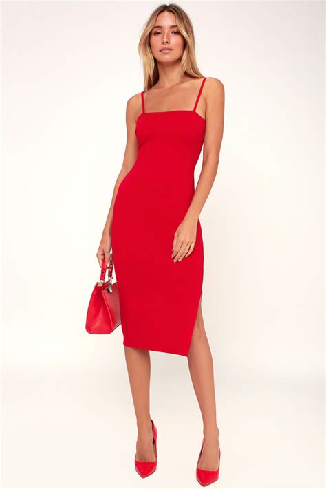 Sexy Red Dress Bodycon Dress Midi Dress Sleeveless Dress