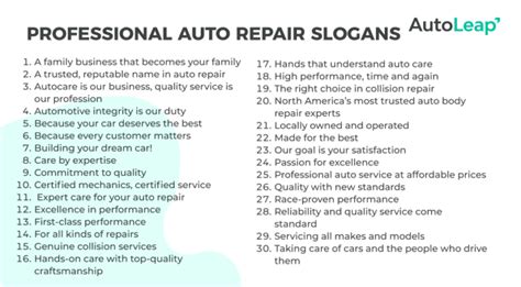 Funny Catchy Professional Auto Repair Slogans