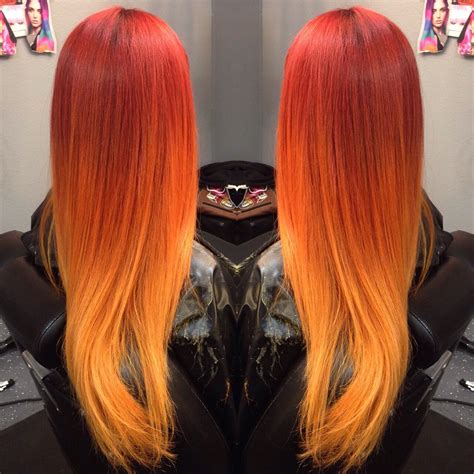 Red Orange Yellow Ombre Hair Fashion Style