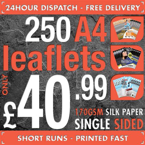 A4 Flyers Leaflets Full Colour Single Sided 24hr Dispatch