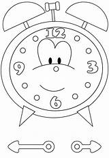 Clock Coloring Cartoon Alarm sketch template