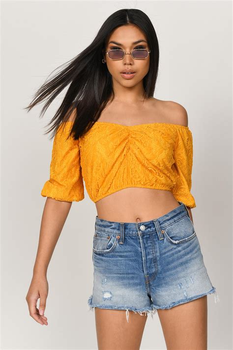 Tobi Crop Tops Womens Same Old Love Yellow Lace Crop Top Yellow ⋆ Theipodteacher
