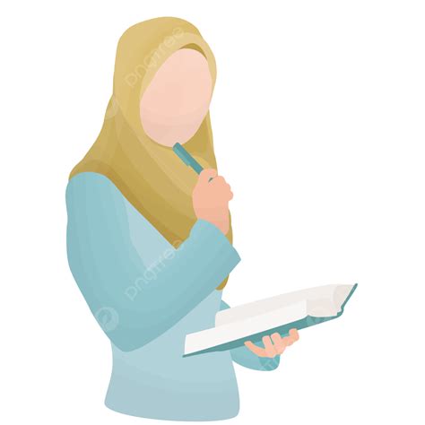 Wanita Berhijab Berpikir Dan Membaca Buku Muslimah Pemikiran Wanita Wanita Png Dan Vektor
