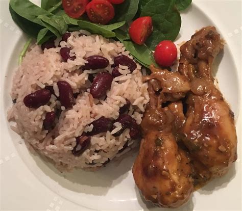 Fricassee Chicken With Rice And Peas Jamaican Cuisine Foodie Flair