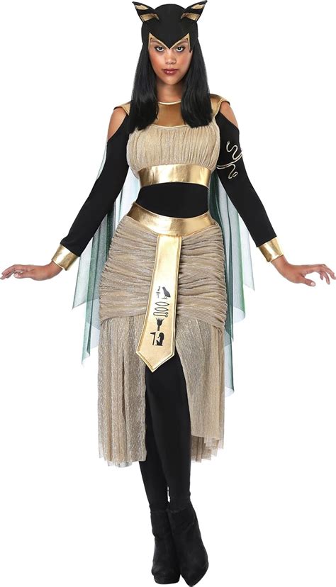 Women S Egyptian Goddess Bastet Fancy Dress Costume Amazon Fr Jeux