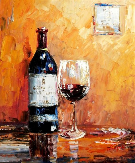 Oil Paintings Of Wine Bottles Abstract Still Life With Wine Bottle X Cm Oil Painting