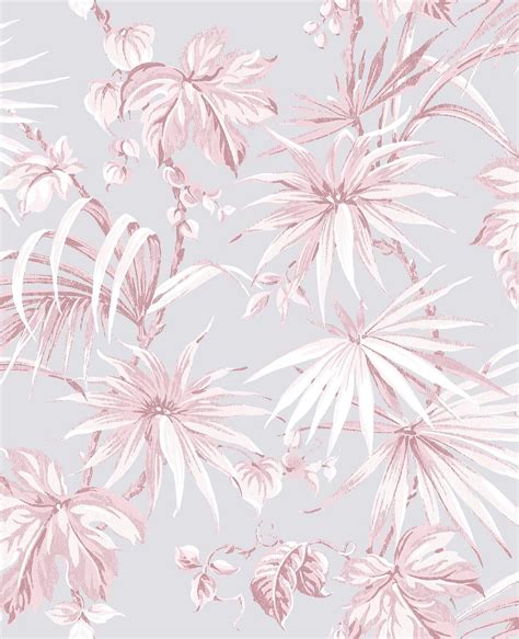 Boutique Tropique Pink Leaf Metallic Effect Wallpaper Diy Wallpaper