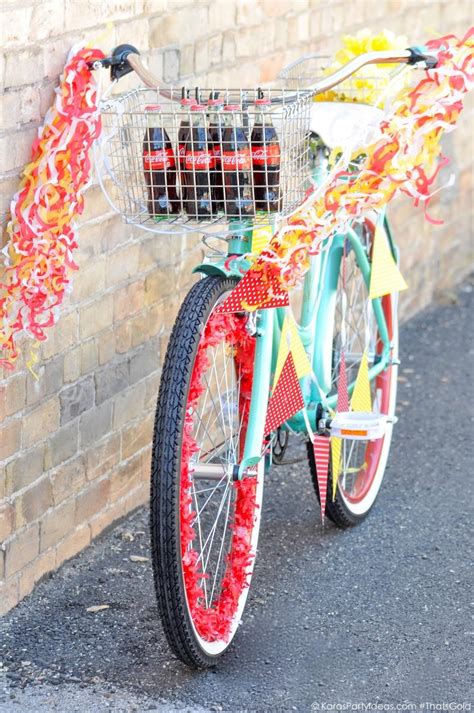 The entire frame was covered with flowered material and we had flowers in the spokes and on the handlebars. Kara's Party Ideas Summer Bike Parade + $385 Coca Cola # ...