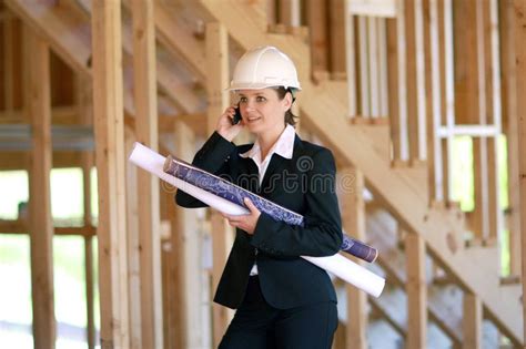 Yong Female Architect Young Female Architect At Construction Site