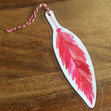 Pink And Red Watercolor Feather Bookmark By Tinsnipsandscissors On Etsy
