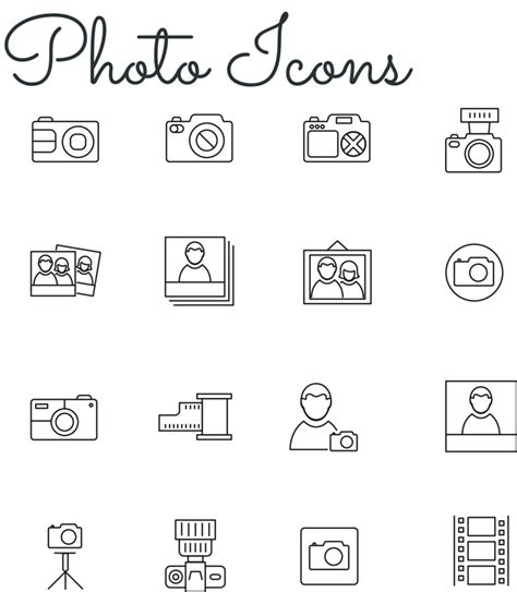 16 Free Thin Linear Vector Photo Icons Freevectors