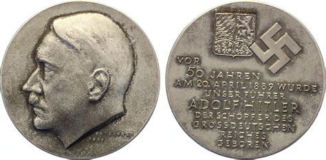 Mein geburtstag ist am siebten juni. 1939 Medaille Drittes Reich von Krischker auf den 50 ...