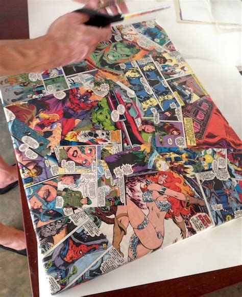 Comic Book Craft Diy Superhero Canvas Mod Podge Rocks