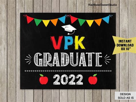 Vpk Graduation Sign Vpk Graduate Sign Class Of 2022 Last Day Etsy In