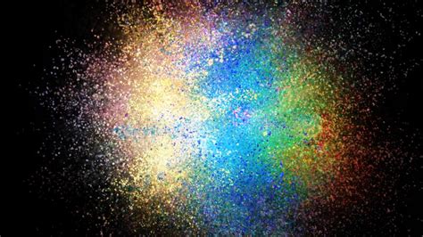 3d Rendering Of Colorful Explosion Of Colored Particles On Black