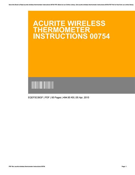 Acurite Wireless Thermometer Instructions 00754 By Tvchd60 Issuu