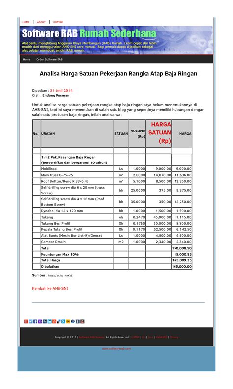 Pdf Analisa Harga Satuan Pekerjaan Rangka Atap Baja Ringan Htm