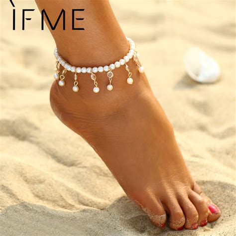 If Me 2017 New Fashion Imitation Pearls Ankle Bracelet For Women Sexy Boho Anklets Wedding