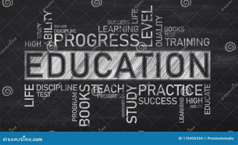 Education Wordcloud With Words On Black Chalkboard Background Black