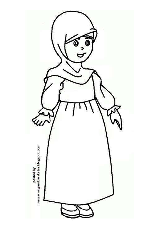 Mewarnai Gambar Mewarnai Gambar Sketsa Kartun Anak Muslimah 30